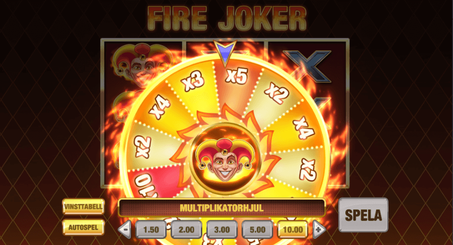 Vinn upp till 10x i Fire Joker multiplikationshjul