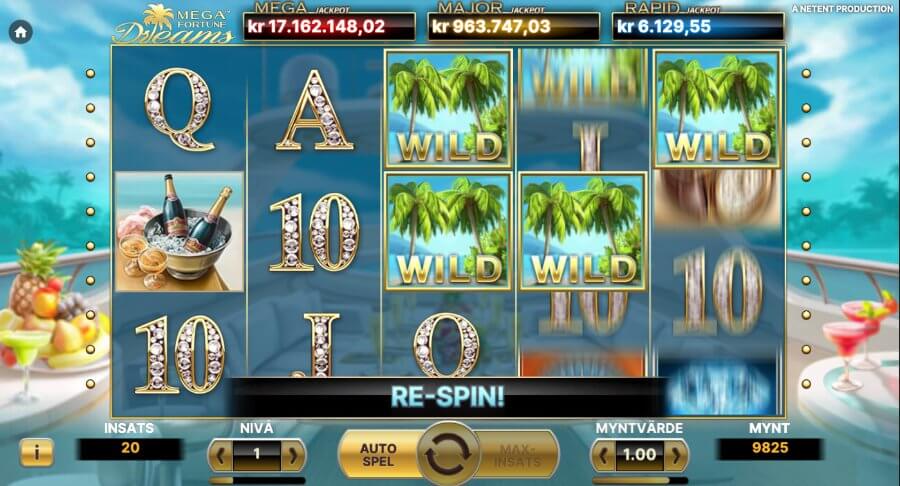 Wilds ger re-spin i Mega Fortune Dreams