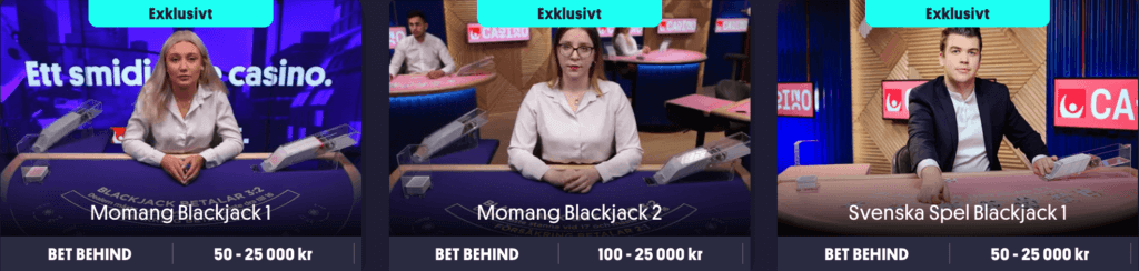 Blackjack hos Momang Casino