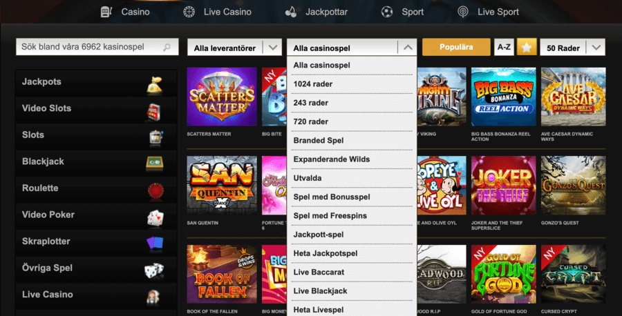 Videoslots erbjuder många slots