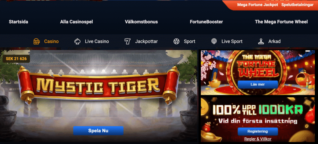 Mega Fortune Casino Recension 2026 - Spela över 7 500 casinospel