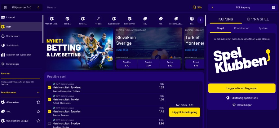 Spelklubben Sportsbook