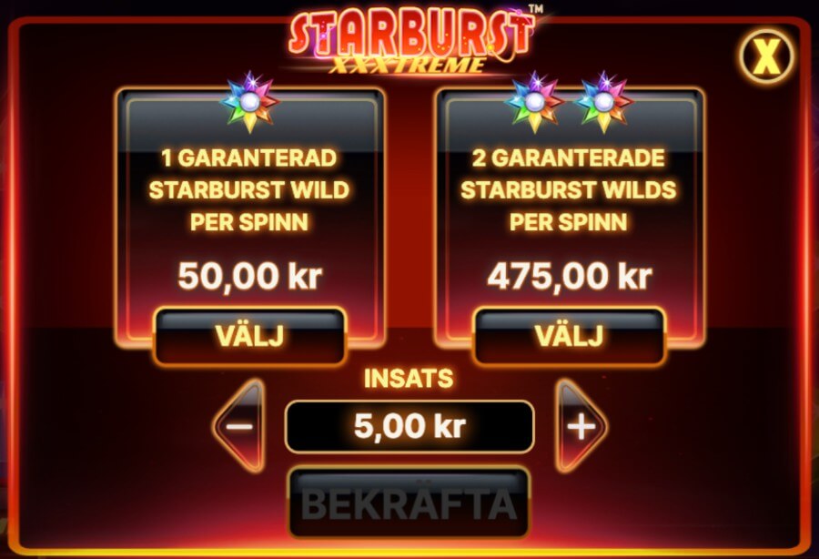 Bonus Buy i Starburst XXXtreme
